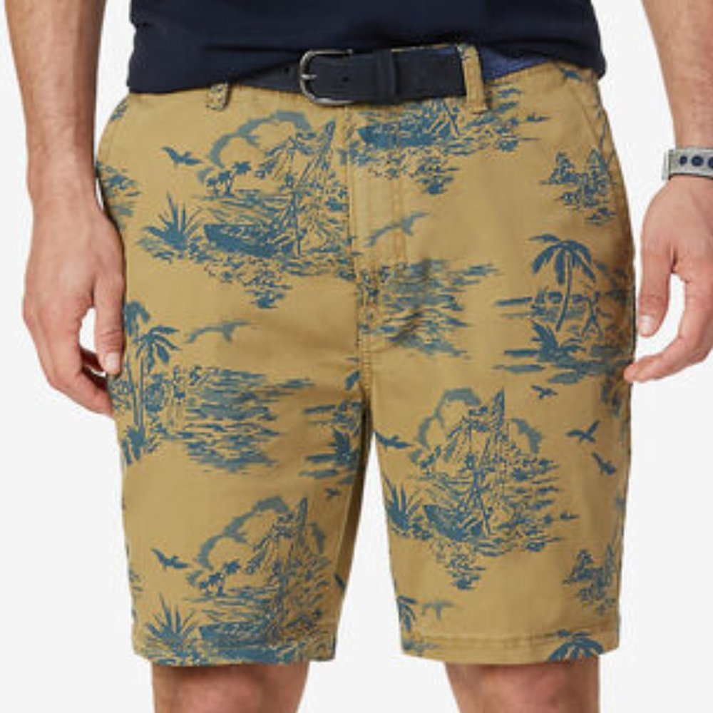 British Khaki Tropical Print Shorts